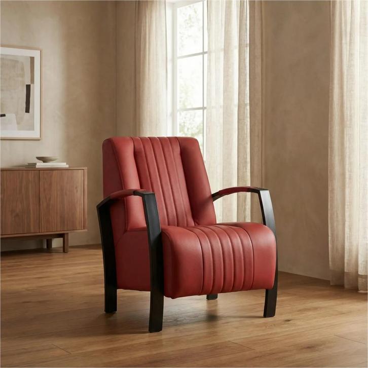 Leren fauteuil Glamour - Toledo Siegelstein (rood), Huis en Inrichting, Fauteuils, 50 tot 75 cm, 75 tot 100 cm, Nieuw, Leer, Ophalen of Verzenden