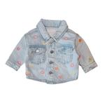 light denim jacket stitched flowers - 62CM, Verzenden, Nieuw