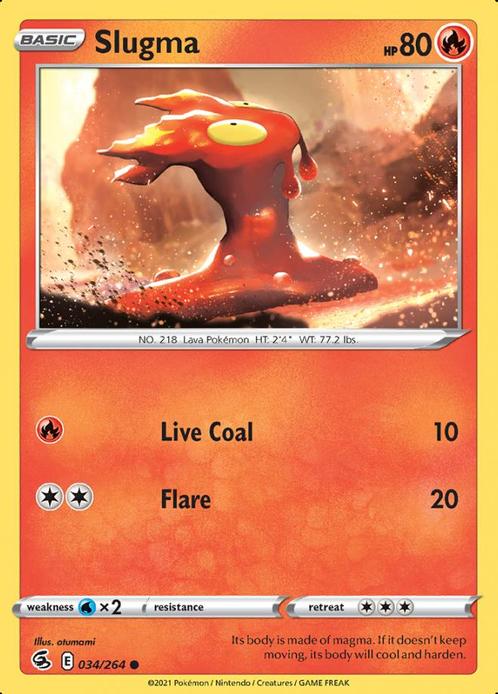 Slugma 034/264 (Fusion Strike), Hobby en Vrije tijd, Verzamelkaartspellen | Pokémon, Losse kaart, Nieuw, Foil, Ophalen of Verzenden