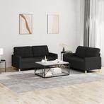 vidaXL 2-delige loungeset met kussens stof zwart, Huis en Inrichting, Banken | Bankstellen, Verzenden, 150 tot 200 cm, Nieuw, Stof