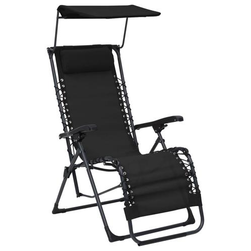 vidaXL Terrasstoel inklapbaar textileen zwart, Tuin en Terras, Ligbedden, Nieuw, Verzenden