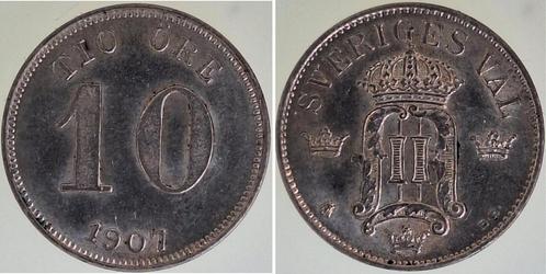 10 Öre 1907 Schweden vz/stgl zilver, Postzegels en Munten, Munten | Europa | Niet-Euromunten, Verzenden