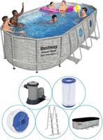 Bestway  Oval Pool  Zwembad  PVC en staal  Grijs  549 x, Tuin en Terras, Zwembaden, 120 cm of meer, Verzenden, Opzetzwembad, 200 tot 400 cm