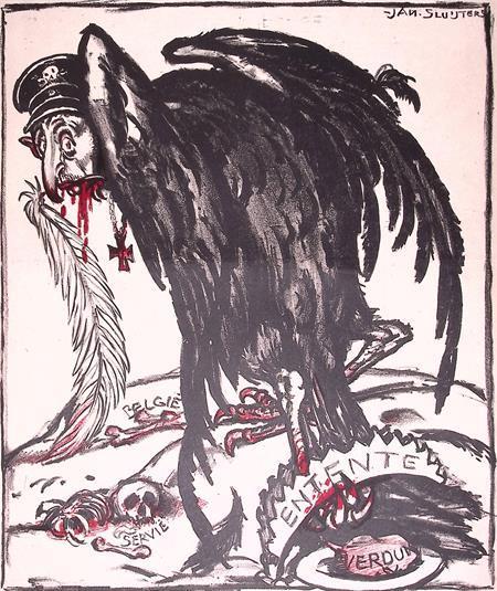 Prins Wilhelm als moordlustige adelaar op spotprent, Antiek en Kunst, Kunst | Litho's en Zeefdrukken, Verzenden