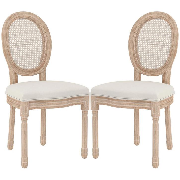 Eetkamerstoelen Set Van 2, Keukenstoel Met Rugleuning, Linne, Huis en Inrichting, Stoelen, Nieuw, Verzenden