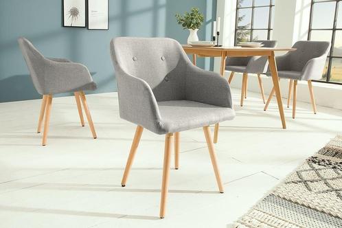 Retro design stoel SCANDINAVIA MEESTERSTUK lichtgrijs met, Huis en Inrichting, Stoelen, Ophalen of Verzenden