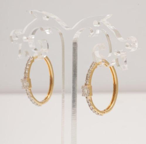 Hoepel oorbellen - 14 karaat Geel goud - 0.78ct. tw. Diamant, Sieraden, Tassen en Uiterlijk, Antieke sieraden