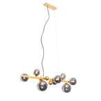 Art deco hanglamp goud met smoke glas 8-lichts - David