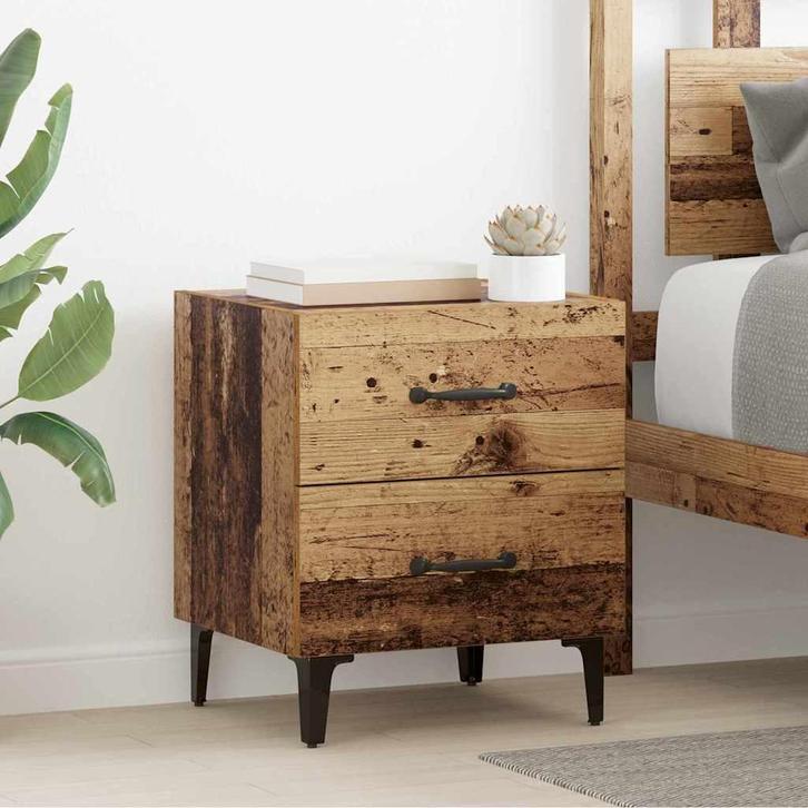 vidaXL Bedkast met lade Oud hout 40 x 35 x 47,5 cm Bewerkt, Huis en Inrichting, Slaapkamer | Nachtkastjes, Nieuw, Minder dan 45 cm