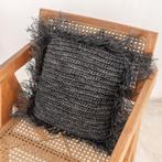 Zwart Raffia sierkussen met vulling Decoratief kussen met fr, Verzenden, Nieuw