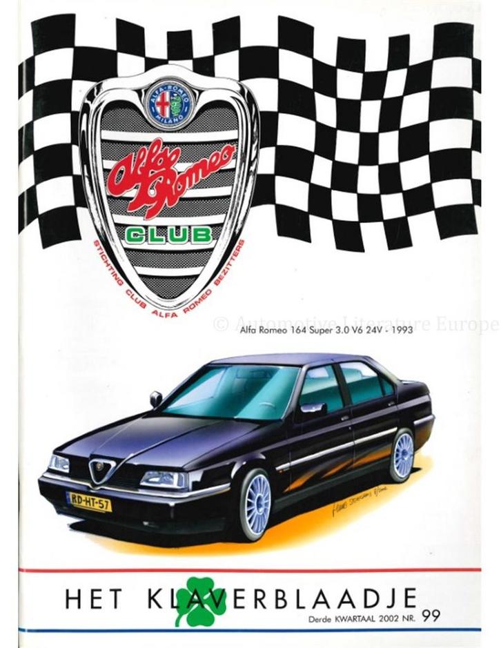 2002 ALFA ROMEO CLUB HET KLAVERBLAADJE 99 NEDERLANDS, Boeken, Auto's | Folders en Tijdschriften, Alfa Romeo