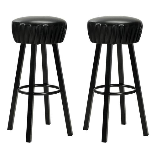 Barstoelen Zwart Kunstleer Set | Retourdeal | 40% Korting, Huis en Inrichting, Barkrukken, 60 tot 90 cm, Met voetsteun, 2 krukken