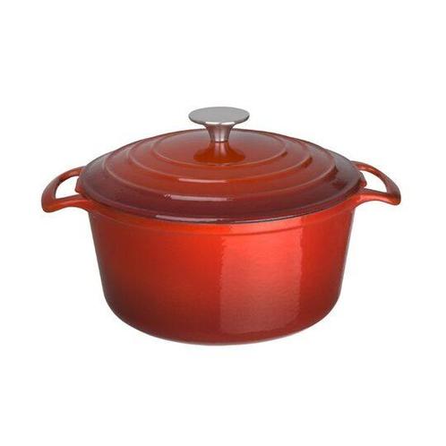 Braadpan - Gietijzer - 4 Liter - Rond - Rood - Vogue - GH305, Zakelijke goederen, Horeca | Keukenapparatuur, Nieuw in verpakking