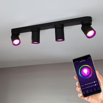 Smart opbouw plafond spot 4-voudig Zwart Hue compatible