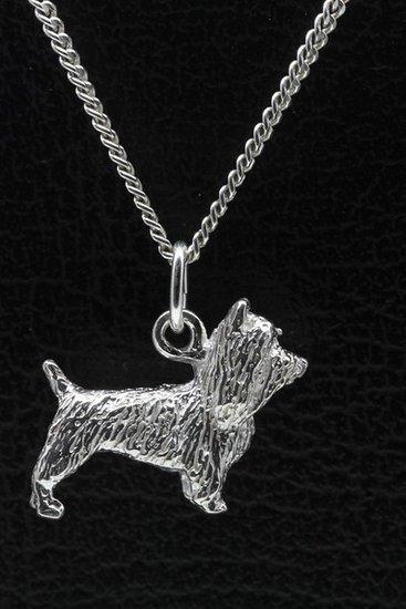 Zilveren Australische (silky) terrier ketting hanger - groot, Sieraden, Tassen en Uiterlijk, Kettinghangers, Verzenden