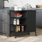 vidaXL Keukentrolley Zwart Eiken 87,5x38,5x84,5 cm Bewerkt, Huis en Inrichting, Verzenden, Nieuw