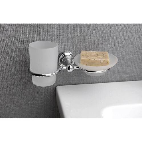 Zeep en Bekerhouder Sapho Diamond Hangend Chroom / Melkglas, Doe-het-zelf en Verbouw, Sanitair, Ophalen of Verzenden