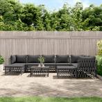 vidaXL 10-delige Loungeset met kussens staal, Verzenden, Meer dan 8 zitplaatsen, Nieuw, Loungeset