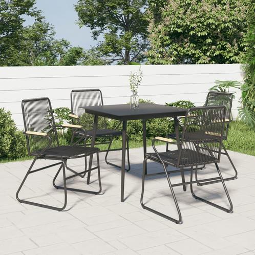 vidaXL 5-delige Tuinset PVC-rattan zwart, Tuin en Terras, Tuinsets en Loungesets, Tuinset, Nieuw, 4 zitplaatsen, Rotan, Verzenden