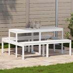 vidaXL Picknicktafel 160x134x75 cm massief grenenhout wit, Tuin en Terras, Verzenden, Nieuw