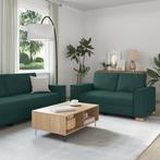 vidaXL 3-delige bankset met kussens in donkergroene stof, Huis en Inrichting, Banken | Bankstellen, Verzenden, Nieuw, Minder dan 150 cm