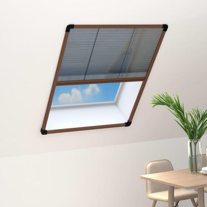 vidaXL Raamhor plissé 80x120 cm aluminium bruin, Huis en Inrichting, Stoffering | Gordijnen en Lamellen, Bruin, Nieuw, Verzenden