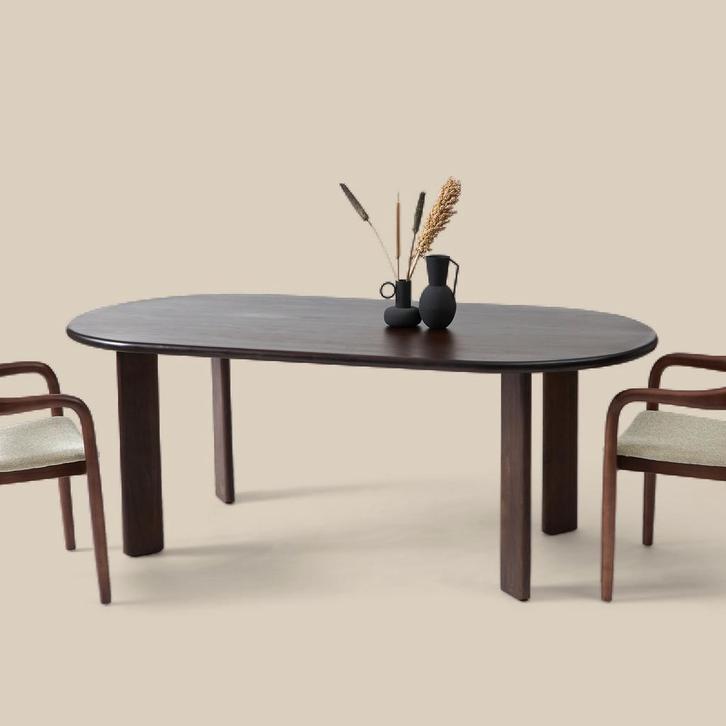 *WOONWINKEL* Ovale Eettafel Walnoot Bruin 200 Cm, Huis en Inrichting, Tafels | Eettafels, Nieuw, Verzenden