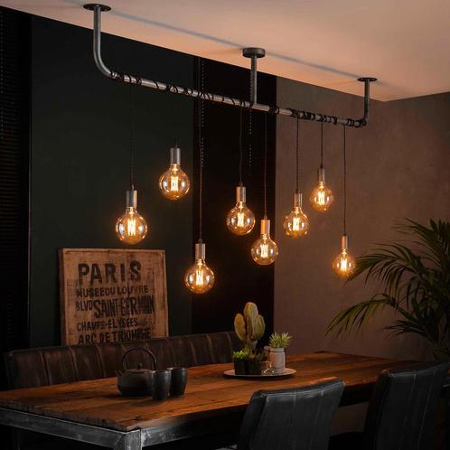 *WOONWINKEL* Industriele Buis Hanglamp Met 8 Fittingen, Huis en Inrichting, Lampen | Hanglampen, Nieuw, Verzenden