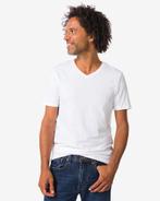 HEMA Heren T-shirts slimfit v-hals extra lang - 2 stuks wit, Verzenden, Nieuw