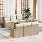 vidaXL Tuin Sofa Set 7 pcs Beige Poly riet, Verzenden, Nieuw, Rotan