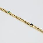Armband - 14 karaat Geel goud - Robijn-Saffier-Smaragd, Sieraden, Tassen en Uiterlijk, Armbanden, Nieuw