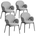 Set van 4 stoelen Scandi gestoffeerd, bouclé stof - lichtgri, Nieuw, Verzenden