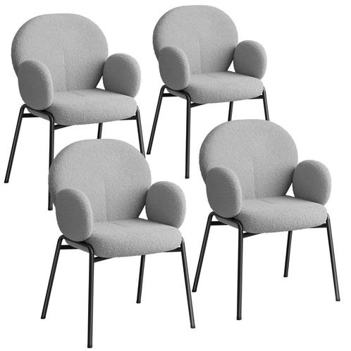 Stoel Scandi gestoffeerd, bouclé stof - lichtgrijs, Set van, Huis en Inrichting, Stoelen, Verzenden