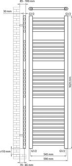 Haceka - Designradiator - Sinai - Wit - 1624mm x 590mm, Verzenden, Zo goed als nieuw