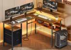 L-vormig bureau met LED, lades, USB en monitorstandaard, Verzenden, Nieuw