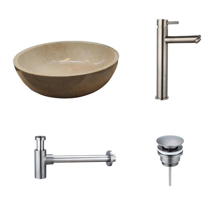 Sani Royal Natuurstenen Waskomset Beige Marmer, Doe-het-zelf en Verbouw, Sanitair