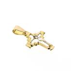 Bicolor gouden hanger van een kruis met corpus, Ophalen of Verzenden, Gebruikt, Goud, Overige merken
