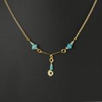 Oud-Romeins Ketting met Romeinse turquoise glazen kralen