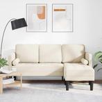 vidaXL Bank 3-zits L-vormig 160 cm linnen, Verzenden, Minder dan 150 cm, Stof, Driepersoons