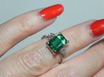 Ring - 18 karaat Witgoud Toermalijn - Diamant, Nieuw