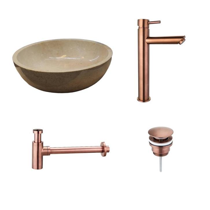 Sani Royal Natuurstenen Waskomset Beige Marmer, Doe-het-zelf en Verbouw, Sanitair