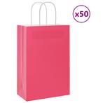 vidaXL Papieren zakjes 50 st met hengsels 21x11x31 cm roze, Diversen, Verzenden, Nieuw