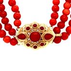 Bloedkoraal collier met gouden sluiting 14 krt, Sieraden, Tassen en Uiterlijk, Kettingen, Ophalen of Verzenden, Nieuw