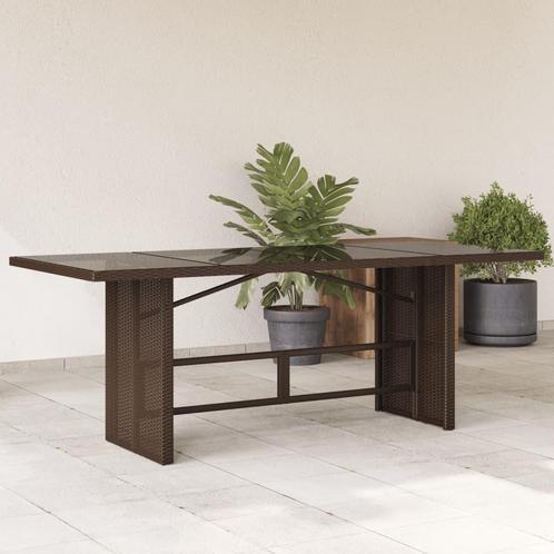 vidaXL Tuintafel met glazen blad 190x80x75 cm poly rattan, Tuin en Terras, Tuintafels, Nieuw, Verzenden