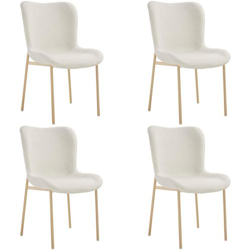 Gestoffeerde stoel Tessa - Bouclé wit/goud, Set van 4, Huis en Inrichting, Stoelen, Verzenden