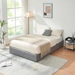 Tweepersoonsbed Nola met bedbodem linnen 200x140 cm grijs [e, Verzenden, Nieuw
