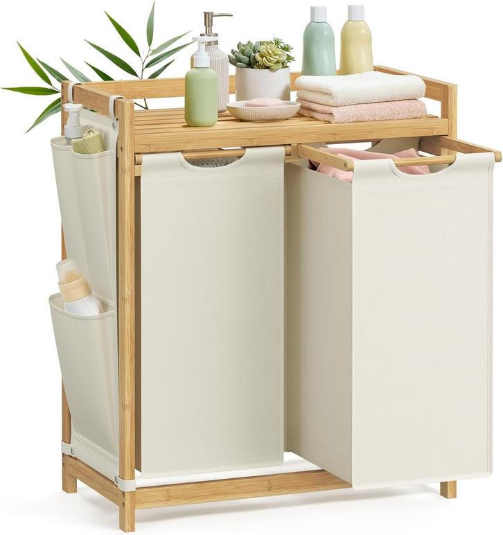 Wasmand - Bamboe - 100 liter capaciteit - crèmewit, Huis en Inrichting, Badkamer | Badtextiel en Accessoires, Nieuw, Ophalen of Verzenden