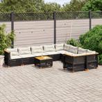 vidaXL 10-delige Loungeset met kussens poly rattan zwart, Verzenden, Nieuw, Rotan, Loungeset