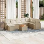 vidaXL 9-delige Loungeset met kussens poly rattan beige, Tuin en Terras, Tuinsets en Loungesets, Verzenden, Nieuw, Rotan, Loungeset