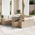 vidaXL 9-delige Loungeset met kussens poly rattan beige, Tuin en Terras, Tuinsets en Loungesets, Verzenden, Nieuw, Rotan, Loungeset